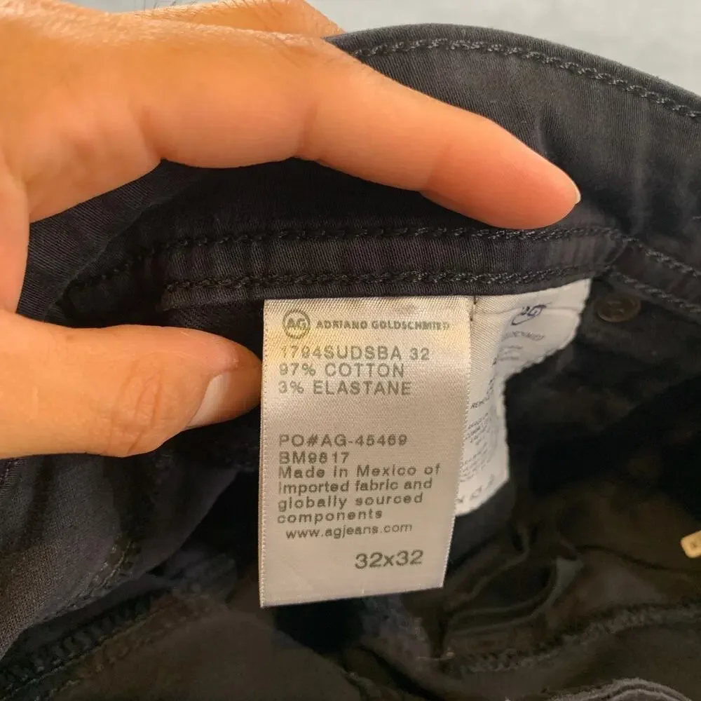 AG Adriano Goldschmied Pants Men 32 Dull Black Everett Slim Straight Leg *READ